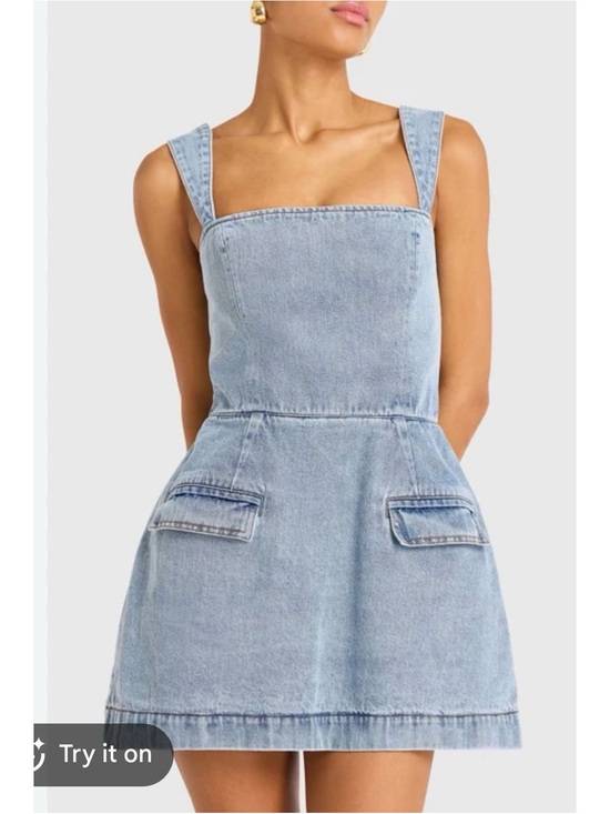 Amanda Uprichard Dresses & Skirts - Light Blue Denim Pocket Mini Dress